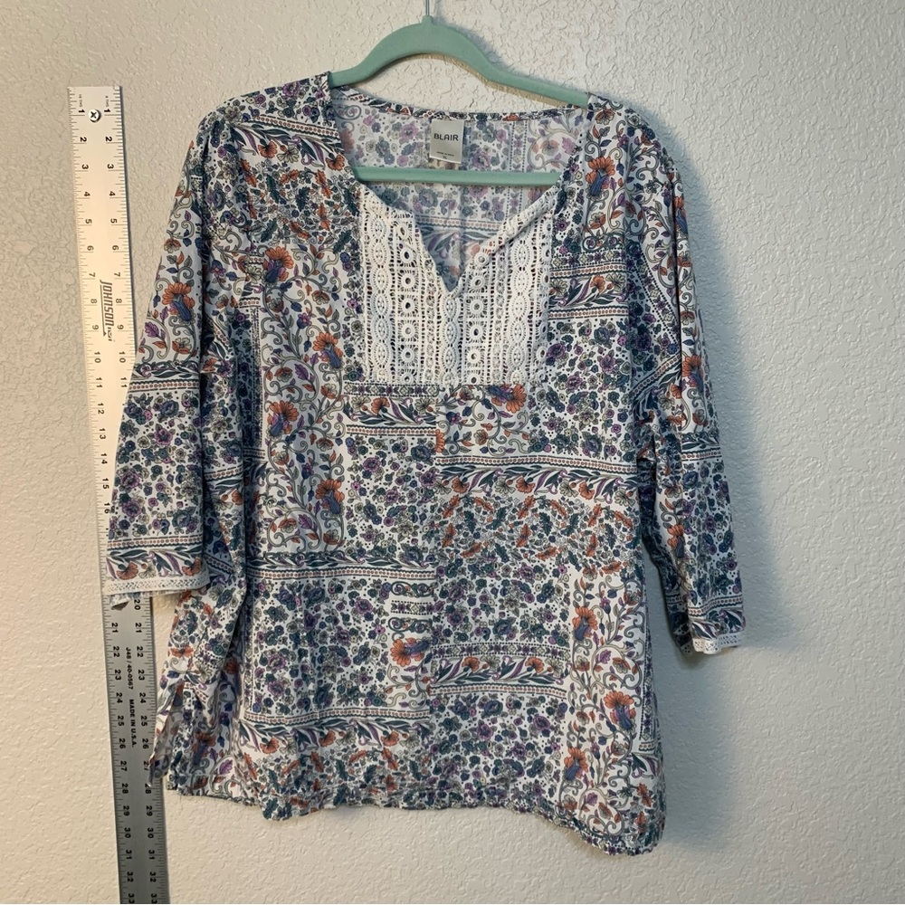 Floral Patterned Women's oversized tunic top, shirt, blouse Top
